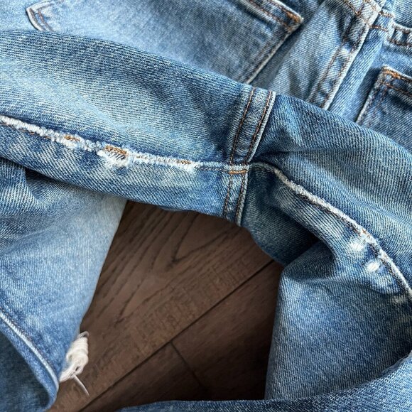 Madewell High Rise Straight Crop Jeans Size 26 Medium Wash Distressed Denim - Picture 8 of 8